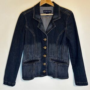 BandolinoBlu Dark Wash Vintage Denim Jean Jacket with Hombre Fade Women’s Small